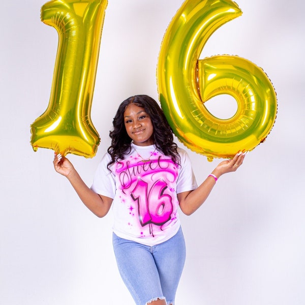 sweet 16 special occasion custom spray-painted airbrushed hoodies an shirts