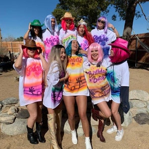 bachelorette theme airbrushed shirt. party shirt. Eight or more minimum for bachelorette themed shirts. Not one at a time please. Thank you.