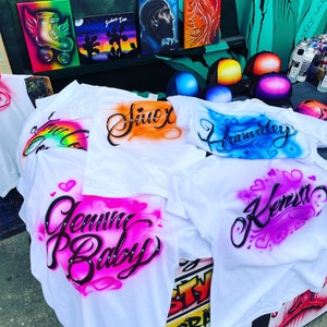 90's airbrush t shirt personalized name hip hop style.