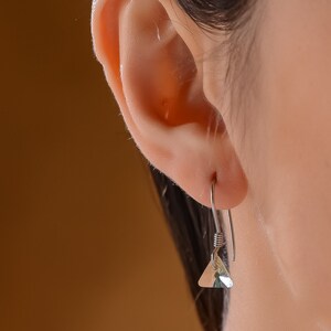 Triangle Gemstone Dangle Earrings, Geometric Women Earrings, Unique Statement Earrings, Silver Handmade Earrings, Dainty Jewelry, Women Gift Rose Gold
