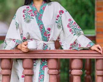Kimono Bath Robe, Hand Made, Cotton, Waffle Design,Spa Robe,Wedding Gift,Bridesmaid Robe,Beach Robe, Pool Wear, Mother's Day Gift