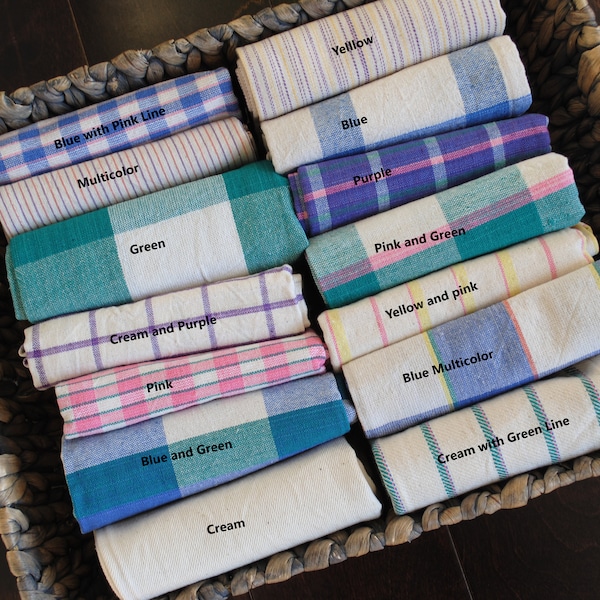 Hand made Kitchen Towel /Hand woven/ Hand loomed Fabric/ Hand Towel/ Napkins/ Tea Towel, Multi color, 100% Cotton, Mother's Day Gift!