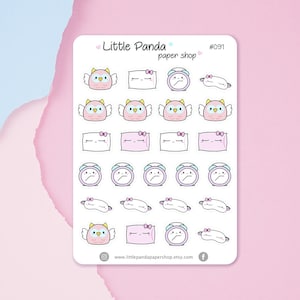 Sleepy Mornings Planner Stickers – Cute Planner Sticker für Planer, Journal, Tagebuch – Kawaii Planner Stickers – Planner Sticker Sheet - 091