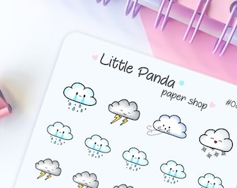 Sad Weather Planner Stickers – Cute Planner Sticker for Planner, Journal, Diary – Kawaii Planner Stickers – Planner Sticker Sheet - 086