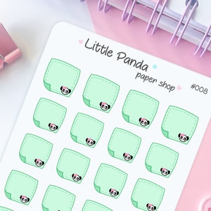 Panda Green Note Planner Stickers – Cute Planner Stickers for Planner, Journal, Diary – Kawaii Planner Sticker – Planner Sticker Sheet – 008
