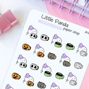 Halloween Coffee Girl Planner Stickers – Cute Planner Stickers for Planners, Journal – Kawaii Planner Stickers – Planner Sticker Sheet - H02