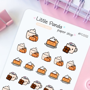 Hello Fall Spiced Pumpkin Latte Planner Stickers – Adesivos de planejador fofos para planejadores, diário, diário – Adesivos de planejador Kawaii – FC002