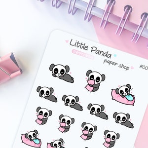 Sleepy Panda Planner Stickers - Adesivi Planner carini per pianificatori, diario, diario - Adesivi Kawaii Planner - Foglio adesivo Planner - 004