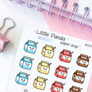 Milchkarton Planner Sticker – Süße Planner Sticker für Planer, Journal, Tagebuch – Kawaii Planner Stickers – Planner Sticker Sheet - 001