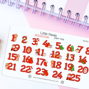 Adventskalender Aufkleber, Adventskalender Sticker, Adventskalender Sticker, Adventskalender Sticker, Weihnachten Sticker, XM12