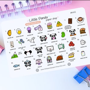 Wacky Holidays 19 de novembro Adesivos de planejador – Adesivos de planejador fofos para planejadores, diário – Adesivos de planejador Kawaii – Folha de adesivos de planejador - WH2