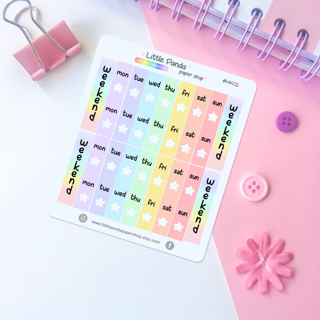 Rainbow Hobonichi Weeks Daily 4-week Kit Planner Stickers – Cute ...