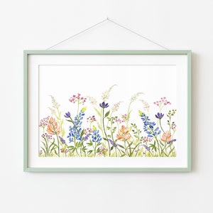 Spring Wildflowers, Watercolor Wildflower Print, Texas Wildflower Art,