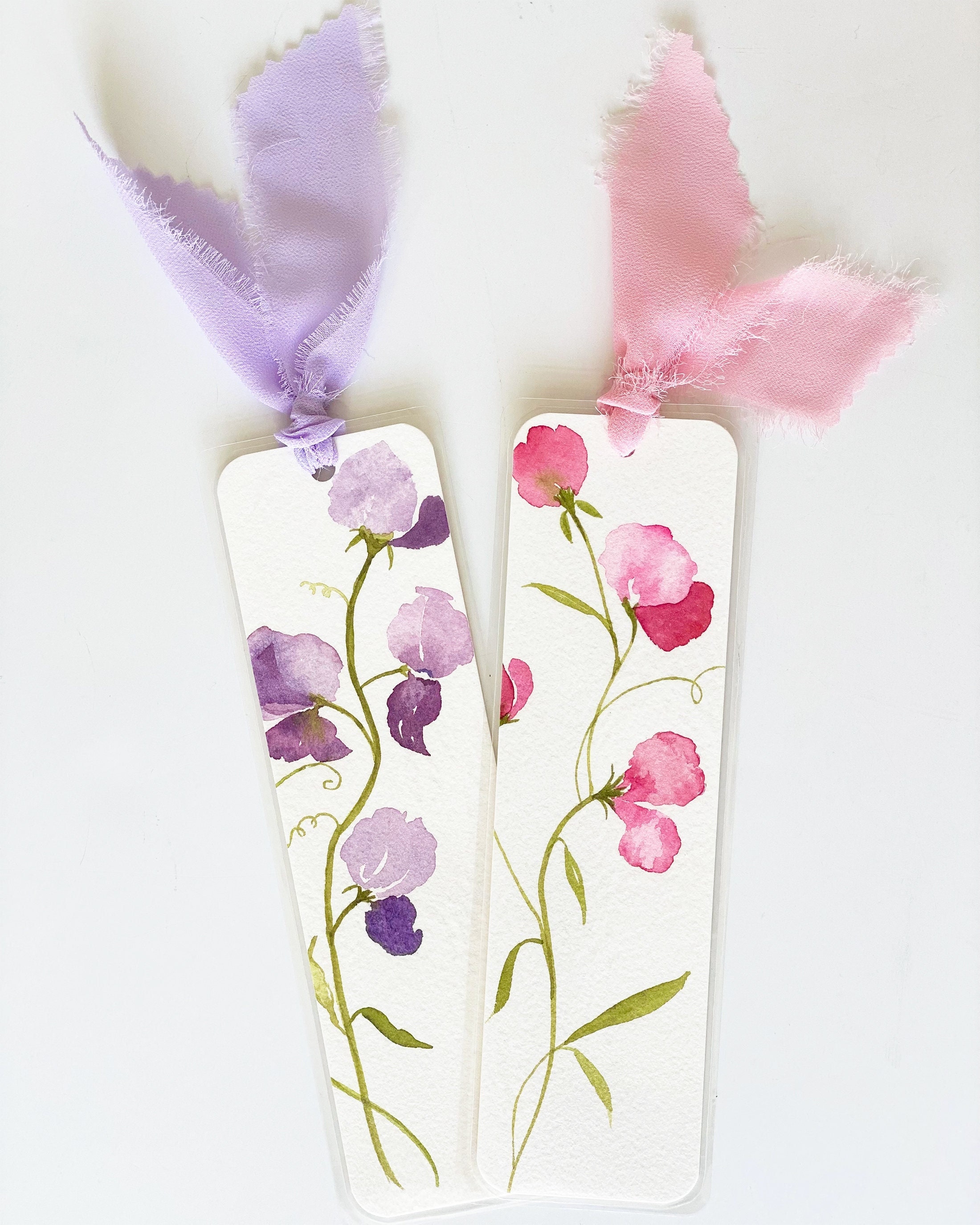 Watercolor Bookmarks, Floral Bookmark Set, Handpainted