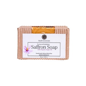 Saffron Soap with Argan Oil for Face and Body Anti-Acne Soap Bar Healing Soap Artisan Soap Moroccan Soap Spa Gift image 1