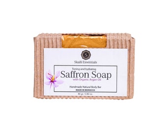 Saffron Soap with Argan Oil for Face and Body | Anti-Acne Soap Bar | Healing Soap | Artisan Soap | Moroccan Soap | Spa Gift