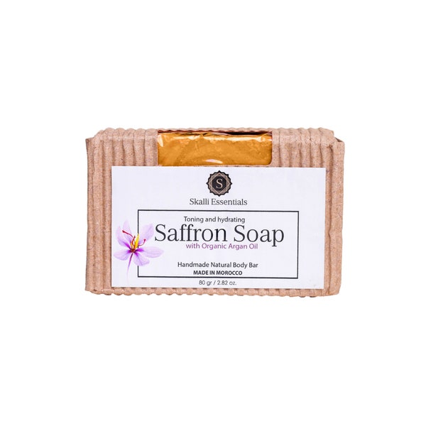 Saffron Soap with Argan Oil for Face and Body | Anti-Acne Soap Bar | Healing Soap | Artisan Soap | Moroccan Soap | Spa Gift