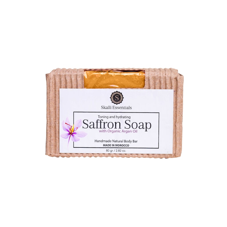 Saffron Soap with Argan Oil for Face and Body Anti-Acne Soap Bar Healing Soap Artisan Soap Moroccan Soap Spa Gift image 1