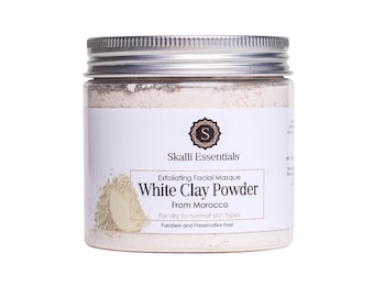 Moroccan White Clay Powder Facial Mask | Clay Face Mask | Skin Treatment Mask for Dry to Normal Skin | Kaolin Clay Mask | Spa Gift