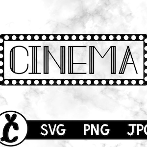 Kino-Zeichen - SVG, PNG, JPG, digitale Schnittdatei - Sofort-Download - Kommerzielle Nutzung - Transparenter Hintergrund - Dateien für Cricut / Silhouette