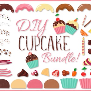 Customisable Cupcakes, SVG, PNG, JPG, Cupcake bundle, Digital Cut File, Commercial Use, Instant Download, Layered Cupcake, Transparent