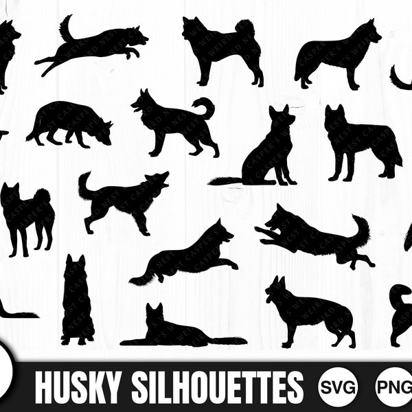 Husky Silhouette Bundle, SVG, PNG, JPG, Digital Cut Files, Commercial Use, Transparent Background, Instant Download, Ready to cut, Husky Svg