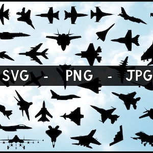 Fighter Jet Airplanes, SVG, PNG, JPG, Commercial Use, Digital Cut Files for Cricut / Silhouette, Transparent Background, Airplane svg, Jets