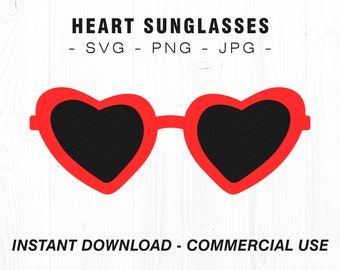 Heart Shaped Sunglasses, SVG, PNG, JPG, Commercial Use, Digital Cut Files, Transparent Background, Instant Download, Sunglasses svg, Glasses
