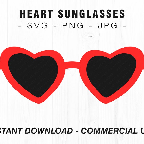Heart Shaped Sunglasses, SVG, PNG, JPG, Commercial Use, Digital Cut Files, Transparent Background, Instant Download, Sunglasses svg, Glasses