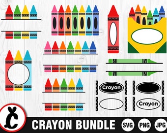 Crayon Bundle - SVG, PNG, JPG, Crayon Monograms, Digital Download, Ready to Cut, File for Cricut, Commercial Use, Transparent Background