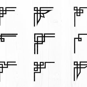 アールデコ コーナー、SVG、PNG、JPG、デジタル カット ファイル、商用利用、即時ダウンロード、透明な背景、すぐにカット可能、コーナー SVG バンドル