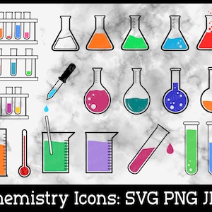 Conjunto de Química Bundle,\SVG, PNG, JPG, arquivos de corte digital, Download instantâneo, Uso comercial, Pronto para cortar, Arquivos de corte, Ícone de Química, Átomo