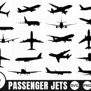 Jatos de Passageiros, SVG, PNG, JPG, Uso Comercial, Arquivo de Corte Digital, Cricut, Avião Svg, Avião a Jato, Aeronave Svg, Arquivo de Corte de Avião, Avião Svg