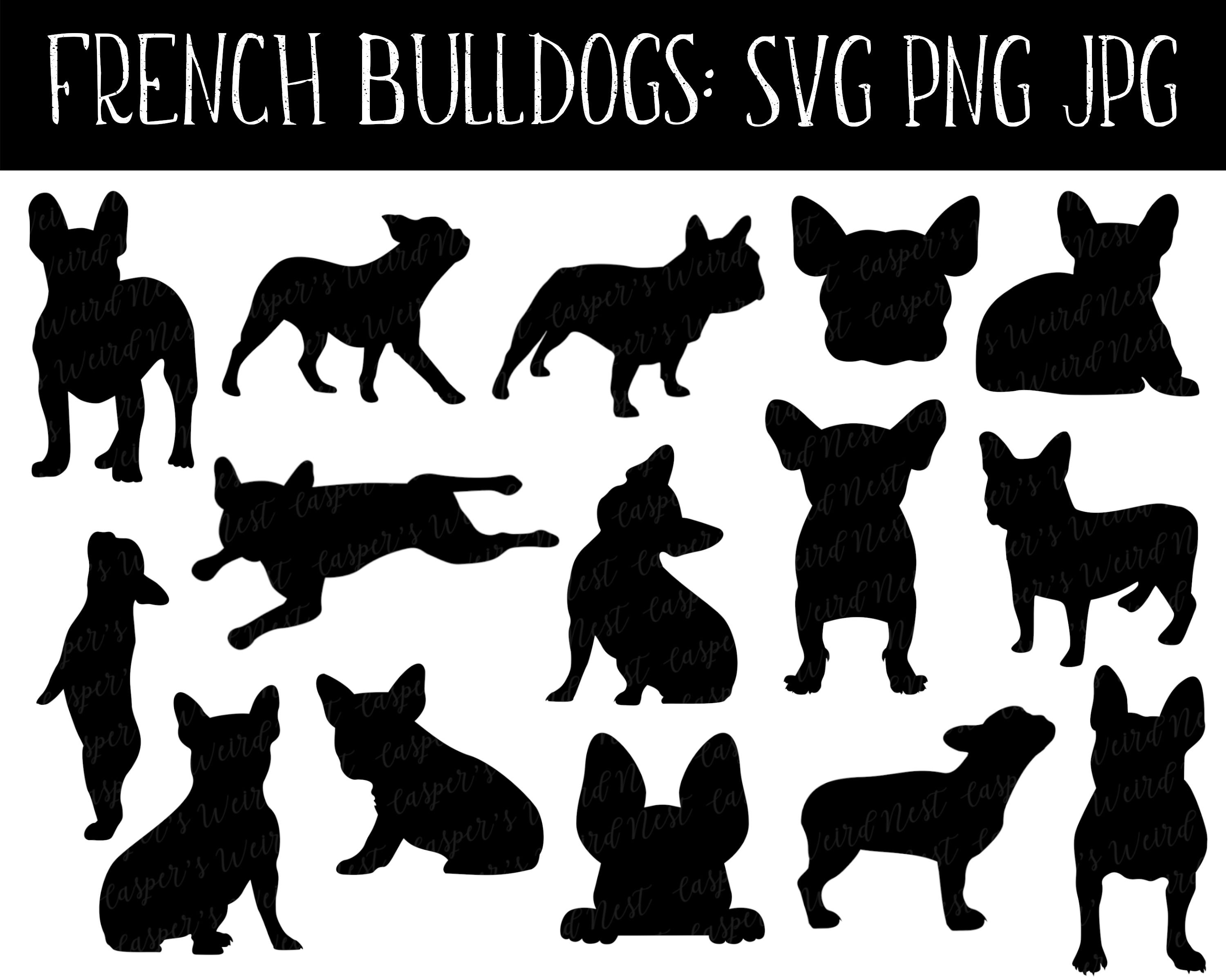 French Bulldog Silhouette Bundle ,SVG, PNG, JPG, digital cut files, Commercial Use, Transparent Background, Instant Download, Ready to cut