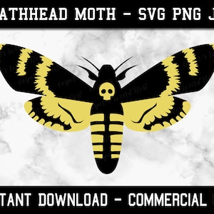 Death Head, Hawk Moth, SVG, PNG, JPG, Digital Cut Files, Commercial Use, Instant Download, Moth svg, Gothic Moth, Death-head, Hawk-Moth Svg