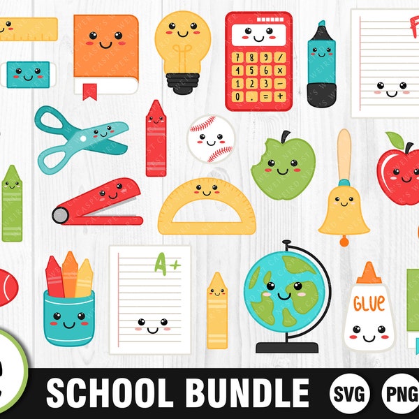 Cute School Bundle - Svg Bundle, SVG, PNG, JPG, Digital Download, Ready to Cut, File for Cricut, Commercial Use, Transparent Background