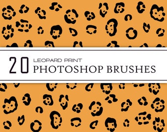 20 Leopard Print Photoshop Brushes - Commercial Use - Instant Download - ABR files - Jaguar Pattern Brush Set, Safari Animal Photoshop Brush