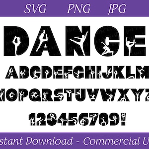 Danser vormt alfabet - SVG, PNG, JPG - digitale download - commercieel gebruik - directe download, klaar om te knippen, Cricut-bestand, dansbrieven