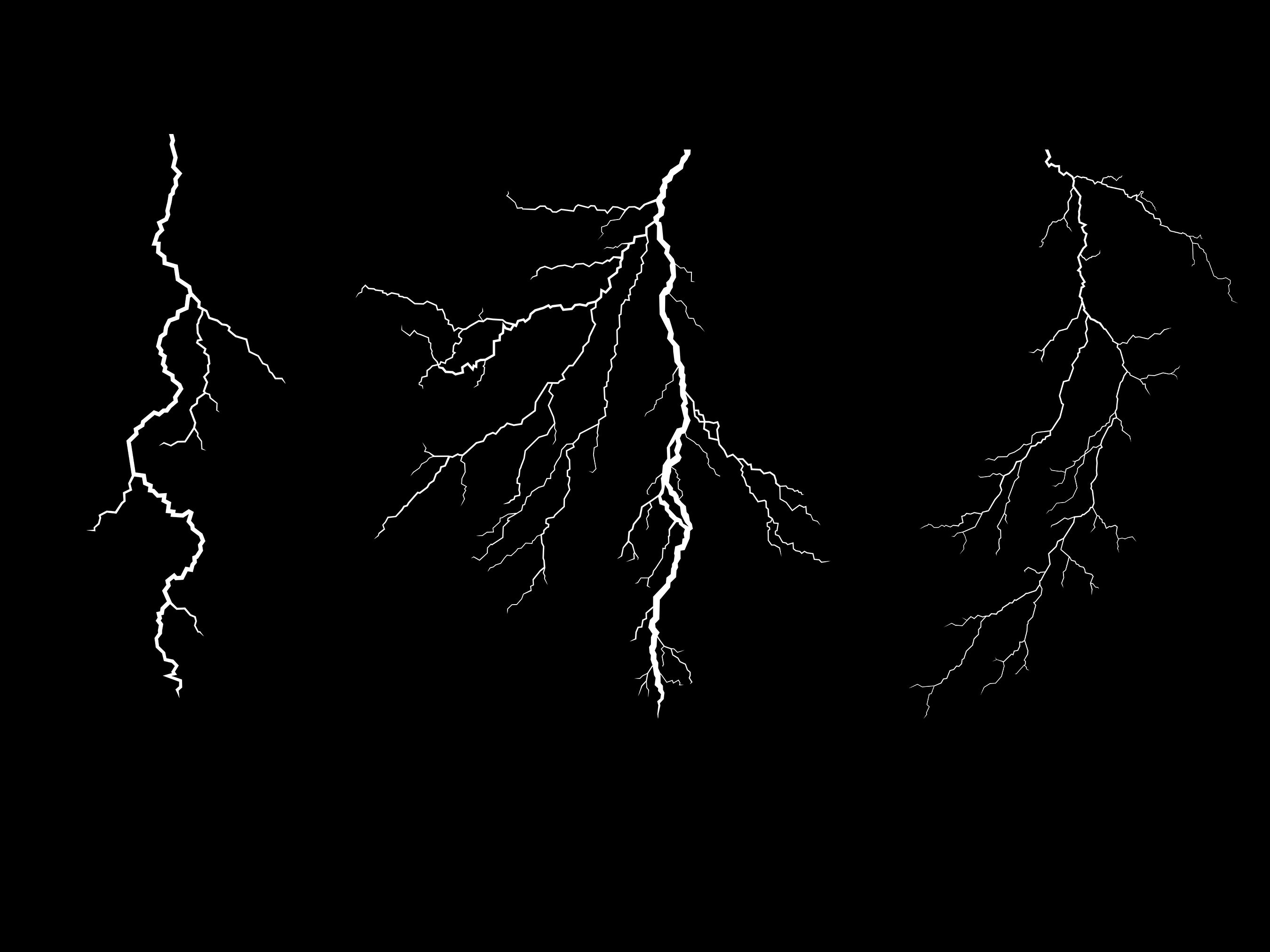 Realistic Lightning Bolts, SVG, PNG, JPG, Commercial Use