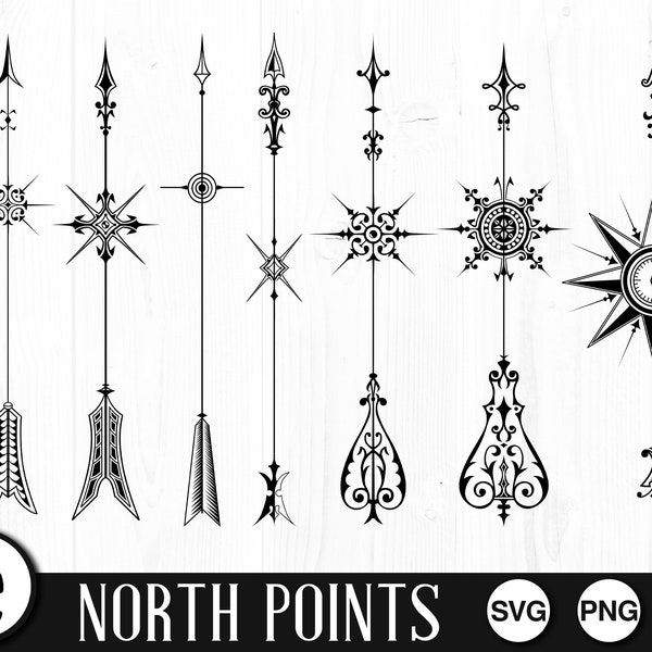North Points - SVG, PNG, JPG - Commercial Use, Cricut Files, Instant Download, Ready to Cut, Files for Cricut, Nautical, Compass Svg, Arrow