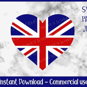Union Jack en forme de coeur - SVG, PNG, JPG, fichiers numériques (téléchargement instantané, utilisation commerciale autorisée)