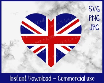 Heart shaped Union Jack - SVG, PNG, JPG, digital cut files (instant download, commercial use allowed)