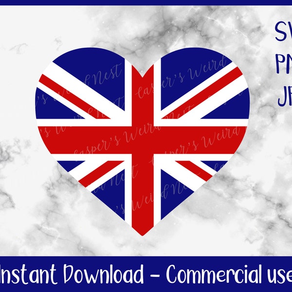 Heart shaped Union Jack - SVG, PNG, JPG, digital cut files (instant download, commercial use allowed)