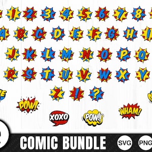 Comic Style Letters - SVG, PNG, JPG - Digital Cut File, Kommerzielle Nutzung, Sofort Download, Dateien für Cricut, Sprechblase, Gedankenblase