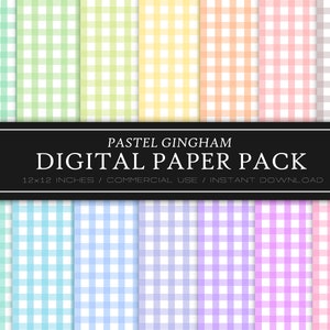 Pastel Gingham, Digital Paper Pack, PNG, SVG, JPG, Commercial Use, Instant Download, Buffalo Plaid, Picnic Blanket, Checked Paper, Pastel