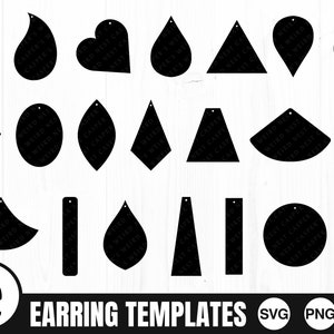 Simple Earring Templates -  SVG, PNG - Commercial Use, Earring Cut file, Digital Cut File, Digital Download, Instant Download, Stencil