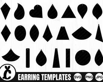 Simple Earring Templates -  SVG, PNG - Commercial Use, Earring Cut file, Digital Cut File, Digital Download, Instant Download, Stencil