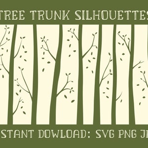 Tree Trunk Silhouettes - SVG, PNG, JPG, digital cut file, Commercial Use, Instant Download, Tree Clipart, Tree Png, Tree Svg, Cutting Files