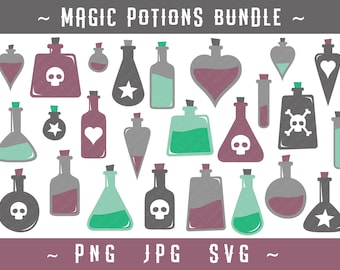 Magic Potions, SVG, PNG, JPG, Digital Cut File, Instant Download, Commercial Use, File for Cricut, Potion Svg, Glass Vial, Magic Svg, Bottle