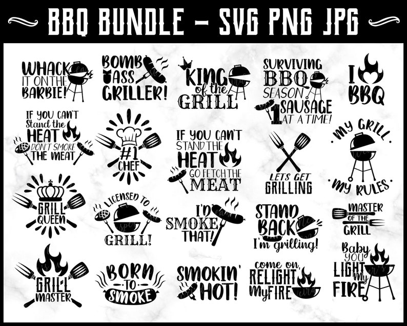 Barbecue Quotes Bundle SVG PNG JPG Commercial Use Etsy